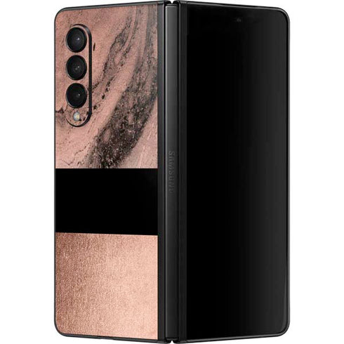 Rose Gold and Black Marble Galaxy Z Fold3 5G Skin