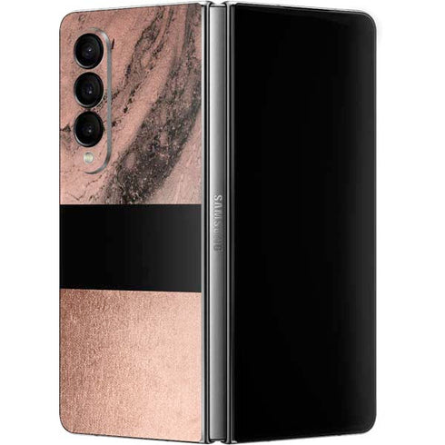 Rose Gold and Black Marble Galaxy Z Fold4 5G Skin