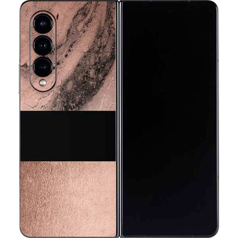 Rose Gold and Black Marble Galaxy Z Fold4 5G Skin