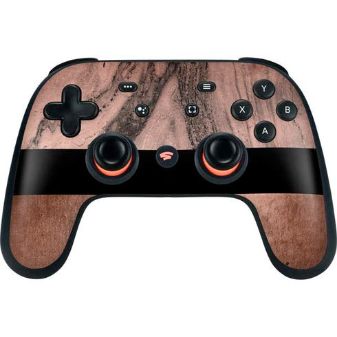 Rose Gold and Black Marble Google Stadia Controller Skin