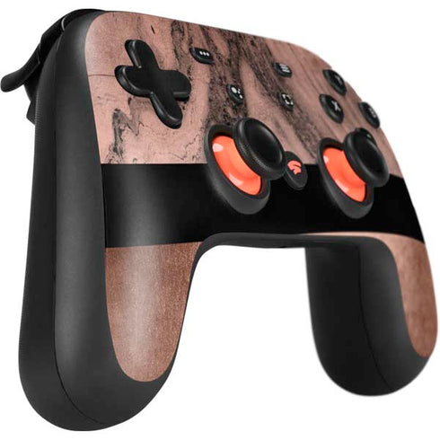 Rose Gold and Black Marble Google Stadia Controller Skin