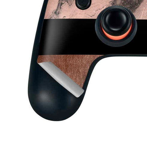 Rose Gold and Black Marble Google Stadia Controller Skin