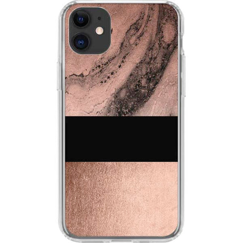 Rose Gold and Black Marble iPhone 11 Clear Case
