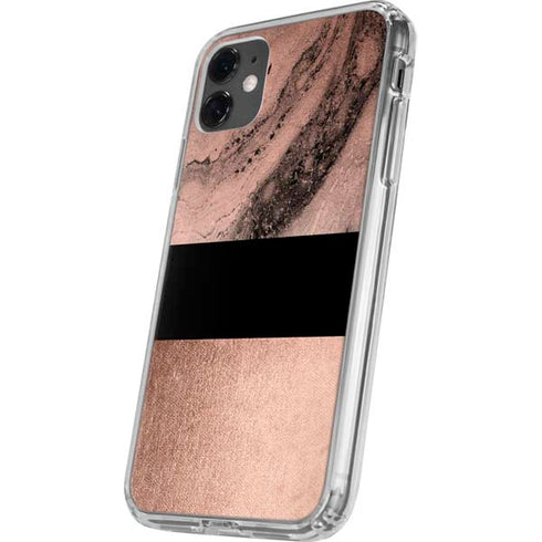 Rose Gold and Black Marble iPhone 11 Clear Case