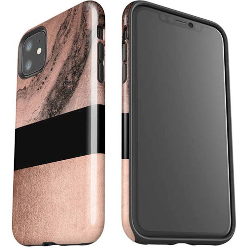 Rose Gold and Black Marble iPhone 11 Impact Case