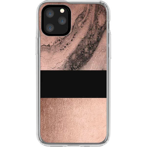Rose Gold and Black Marble iPhone 11 Pro Clear Case