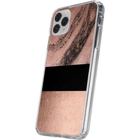 Rose Gold and Black Marble iPhone 11 Pro Clear Case