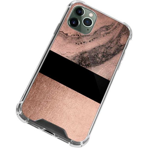 Rose Gold and Black Marble iPhone 11 Pro Max Clear Case