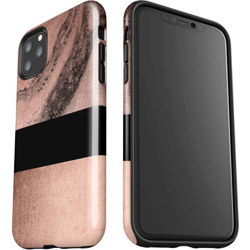 Rose Gold and Black Marble iPhone 11 Pro Max Impact Case