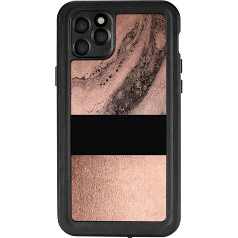 Rose Gold and Black Marble iPhone 11 Pro Max Waterproof Case