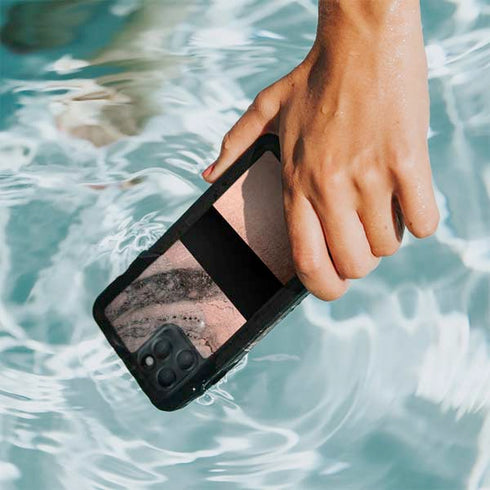 Rose Gold and Black Marble iPhone 11 Pro Max Waterproof Case