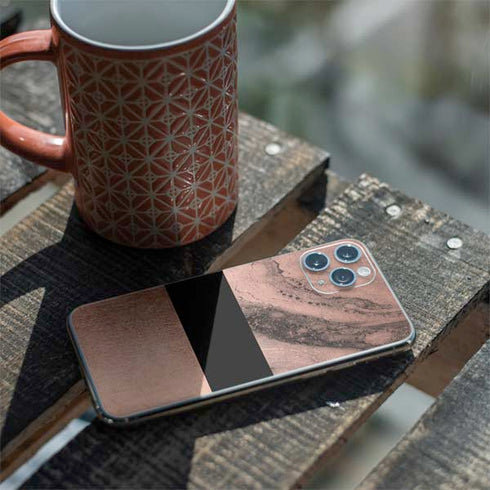 Rose Gold and Black Marble iPhone 11 Pro Skin