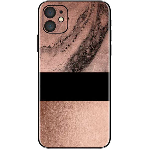 Rose Gold and Black Marble iPhone 11 Skin