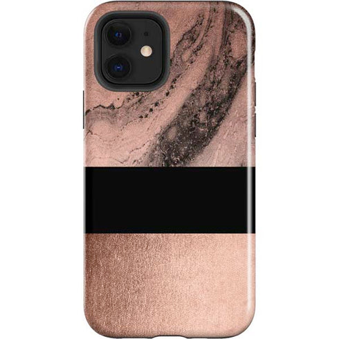 Rose Gold and Black Marble iPhone 12 Impact Case