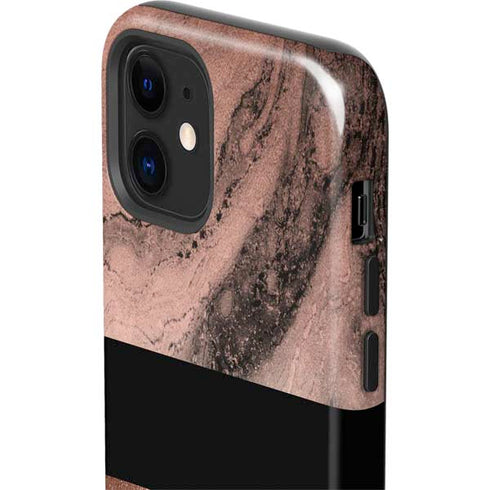 Rose Gold and Black Marble iPhone 12 Impact Case