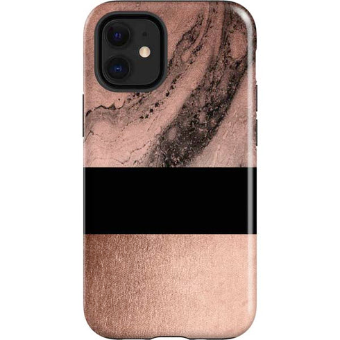 Rose Gold and Black Marble iPhone 12 Mini Impact Case