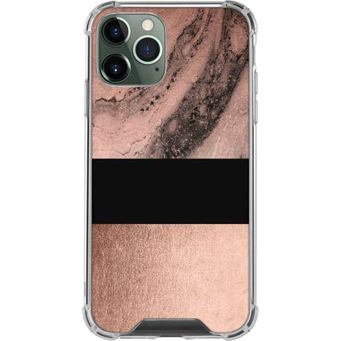 Rose Gold and Black Marble iPhone 12 Pro Clear Case