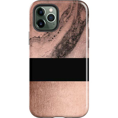 Rose Gold and Black Marble iPhone 12 Pro Impact Case
