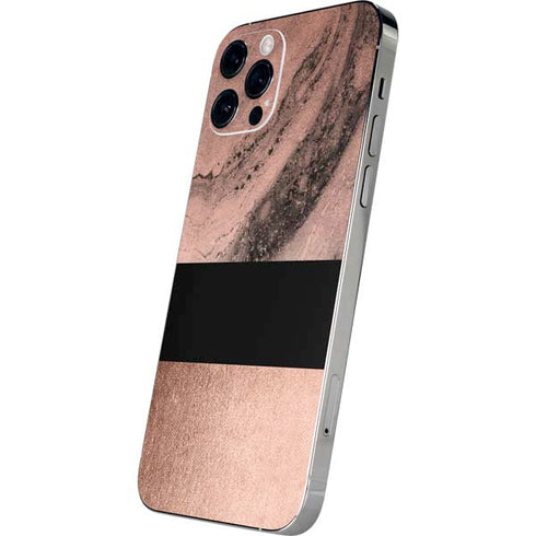 Rose Gold and Black Marble iPhone 12 Pro Skin