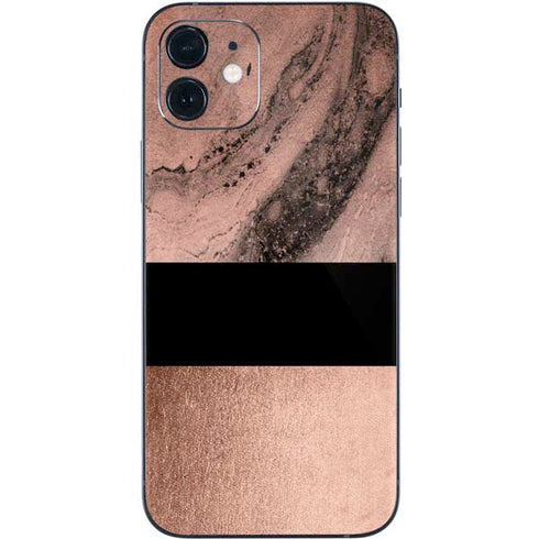 Rose Gold and Black Marble iPhone 12 Skin
