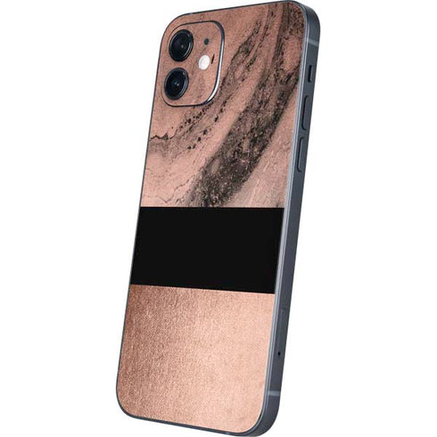 Rose Gold and Black Marble iPhone 12 Skin