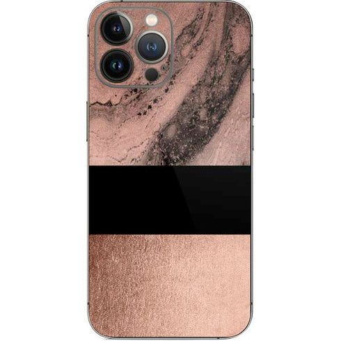 Rose Gold and Black Marble iPhone 13 Pro Max Skin