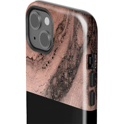 Rose Gold and Black Marble iPhone 14 Impact Case