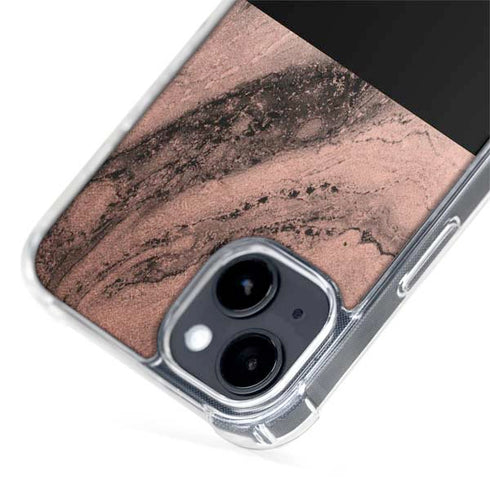 Rose Gold and Black Marble iPhone 14 Plus MagSafe Case