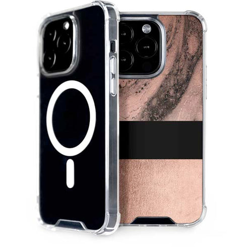 Rose Gold and Black Marble iPhone 15 Pro MagSafe Case