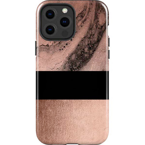 Rose Gold and Black Marble iPhone 15 Pro Max Impact Case