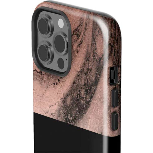 Rose Gold and Black Marble iPhone 15 Pro Max Impact Case