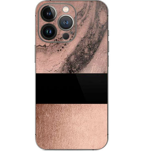 Rose Gold and Black Marble iPhone 14 Pro Skin
