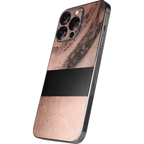 Rose Gold and Black Marble iPhone 14 Pro Skin