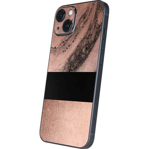 Rose Gold and Black Marble iPhone 14 Skin