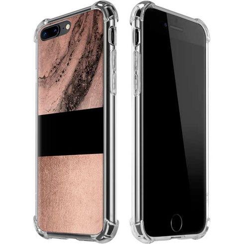 Rose Gold and Black Marble iPhone 7/8 Plus Clear Case