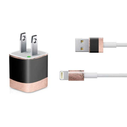 Rose Gold and Black Marble iPhone Charger (5W USB) Skin