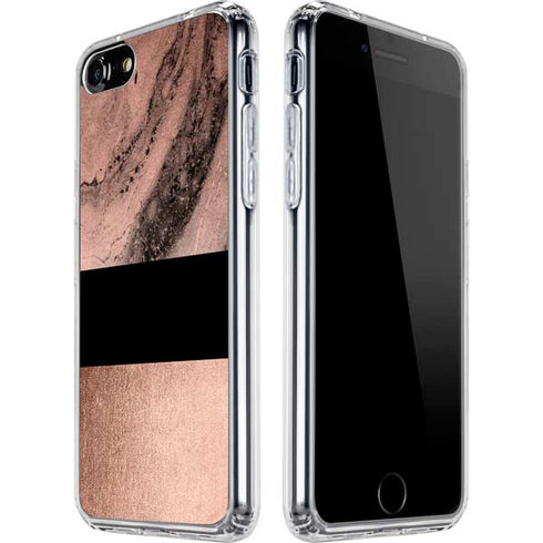 Rose Gold and Black Marble iPhone SE (2nd & 3rd Gen) Clear Case