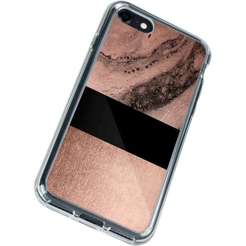 Rose Gold and Black Marble iPhone SE (2nd & 3rd Gen) Clear Case