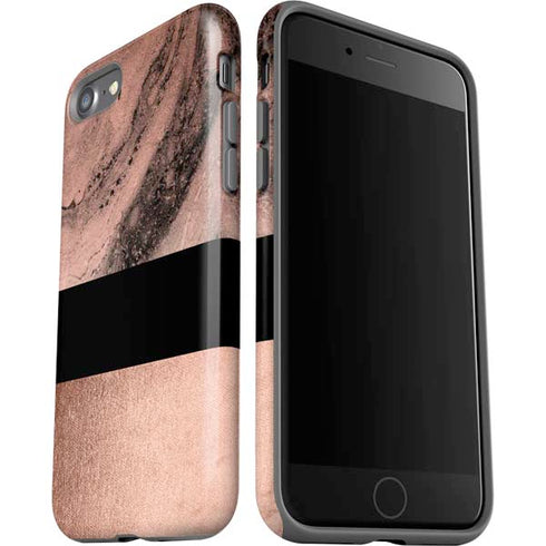 Rose Gold and Black Marble iPhone SE (2nd & 3rd Gen) Pro Case