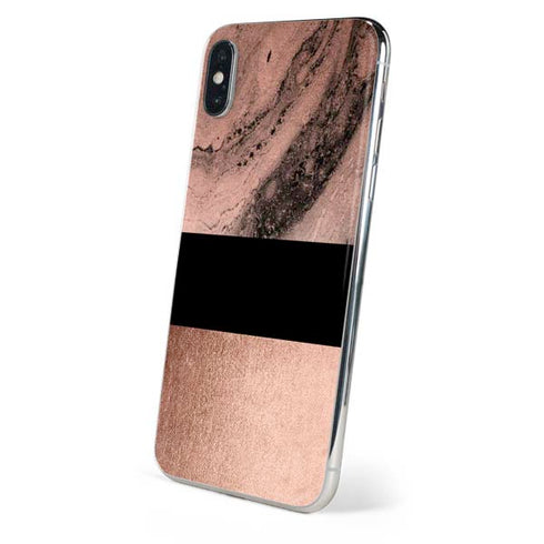 Rose Gold and Black Marble iPhone X Skin