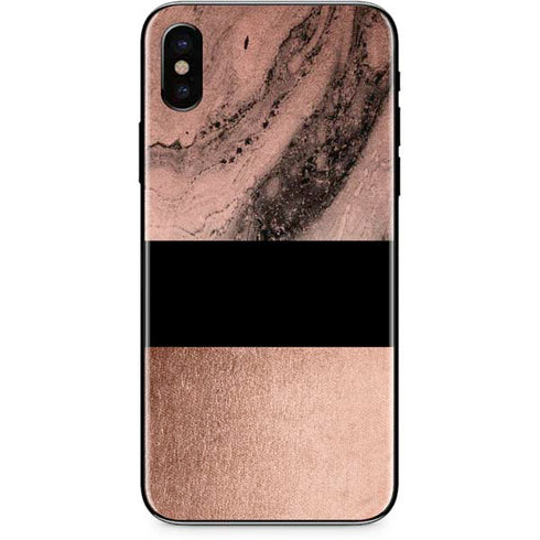 Rose Gold and Black Marble iPhone X Skin