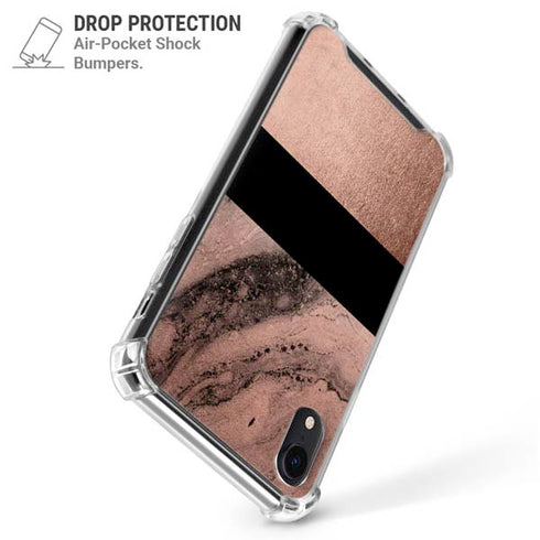 Rose Gold and Black Marble iPhone XR Clear Case