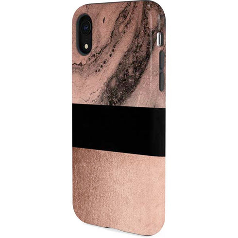 Rose Gold and Black Marble iPhone XR Pro Case