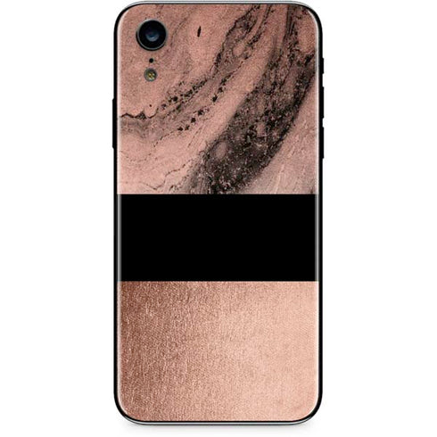 Rose Gold and Black Marble iPhone XR Skin