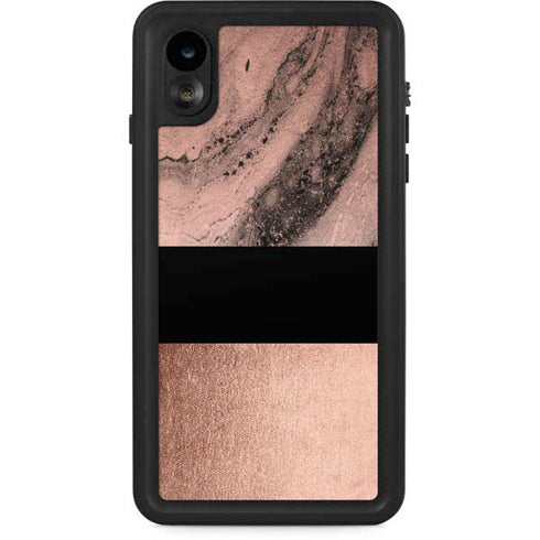Rose Gold and Black Marble iPhone XR Waterproof Case