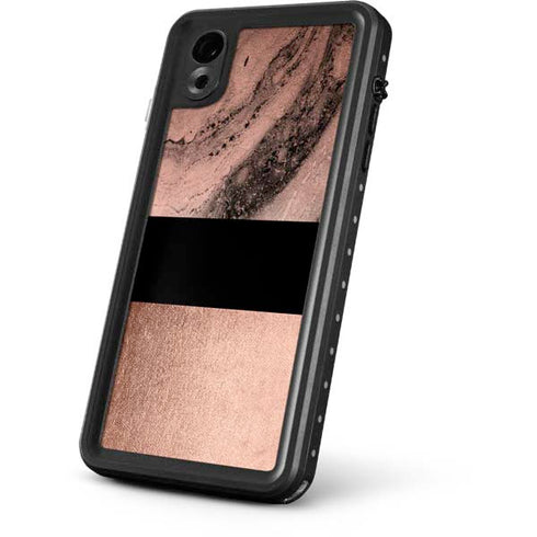 Rose Gold and Black Marble iPhone XR Waterproof Case