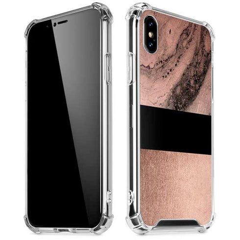 Rose Gold and Black Marble iPhone XS Max Clear Case