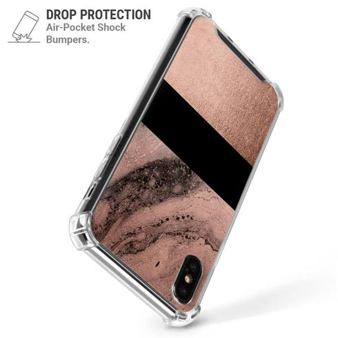 Rose Gold and Black Marble iPhone XS Max Clear Case