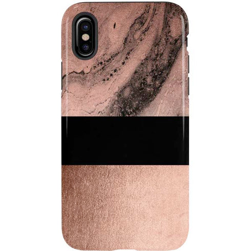 Rose Gold and Black Marble iPhone XS Pro Case