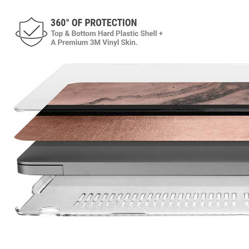 Rose Gold and Black Marble MacBook Pro 16in (2021-25) Case plus Skin